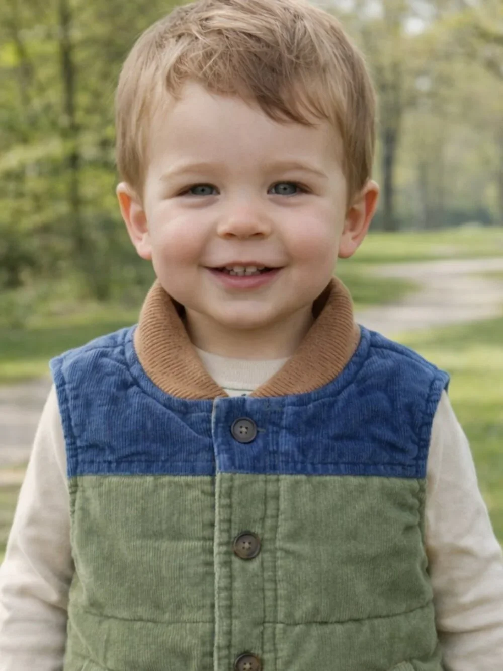 NWT OshKosh B’Gosh Baby Boy Corduroy Puffer Vest Sleeveless Quilted Jacket 2T - Picture 2 of 4